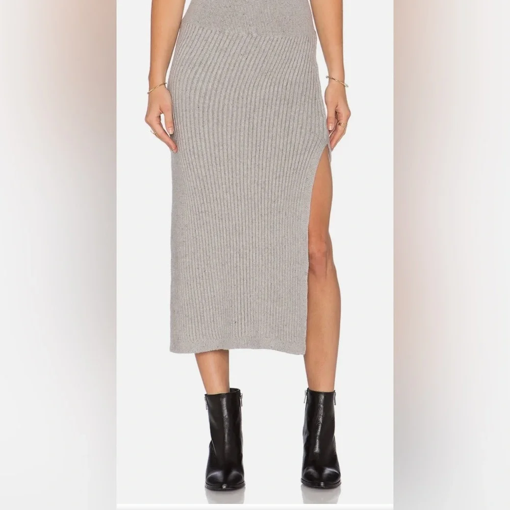Free People Felix Rib Maxi Skirt in Light Grey XS - Picture 2 of 10